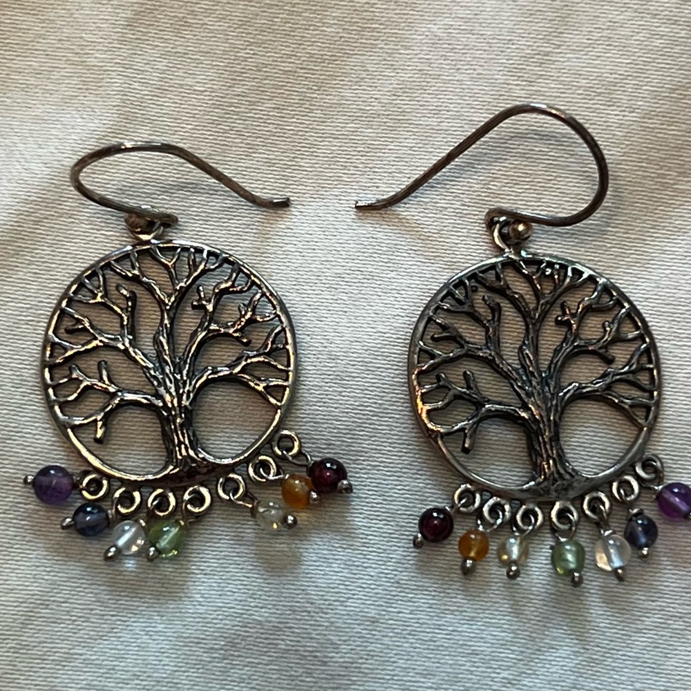 Sterling Silver Tree of Life Dangle Earrings